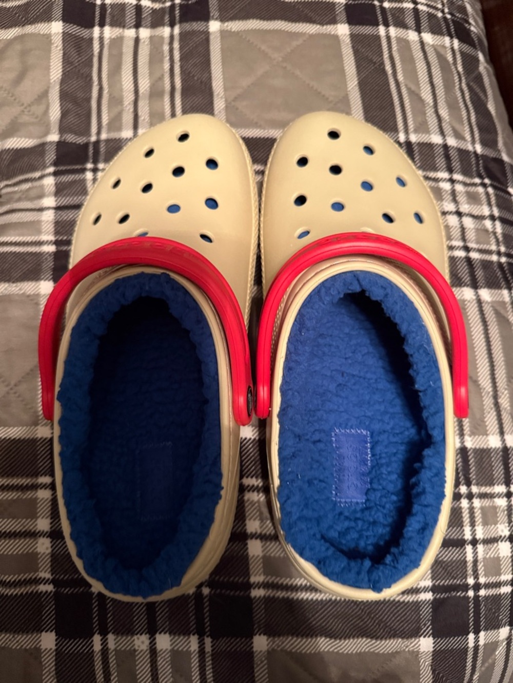 Kids Beige Clog with Blue Liner and Red Strap